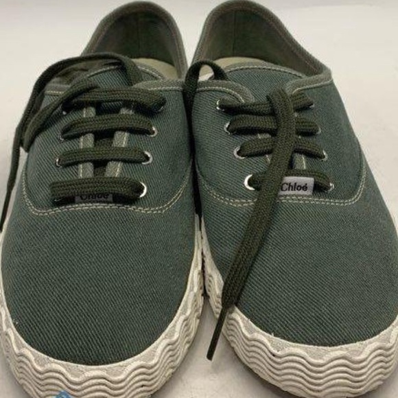 Chloe Shoes - Chloé Green Canvas Sneakers